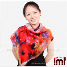 New style thin lady multicolor wool scarf 100%wool shawl